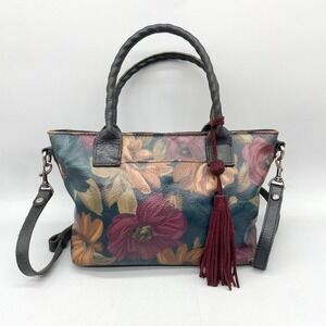 Patricia Nash Womens Floral‎ Leather Handbag Satchel Medium Bag Crossbody Strap
